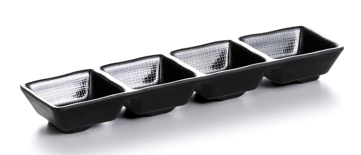 Schwarze Soßenschale x4 Melamin 26.3x7.2x3cm