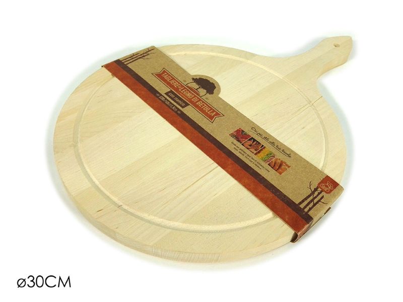 Runde Holzservierplatte + Griff 30CM X 1.5CM