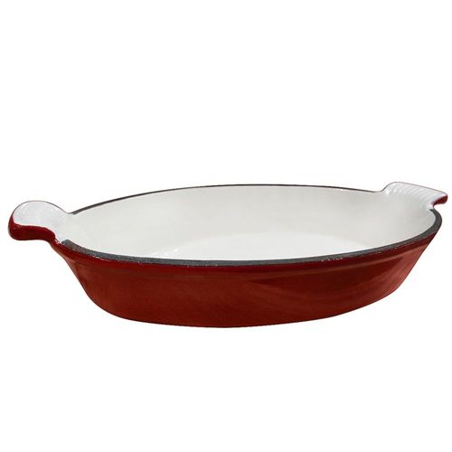 Kleine Gusseisenpfanne rot 2 Griffe 16cm
