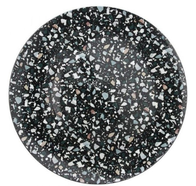 Dekorative Platte 33cm schwarz+ Punkte
