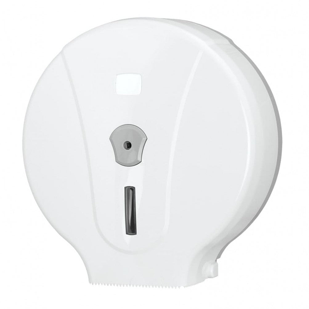 White maxi jumbo toilet paper dispenser