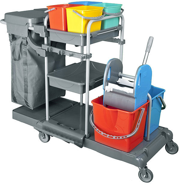 REINIGUNGSWAGEN X 4 EIMER + ABZIEHER + 1 PVC SACK