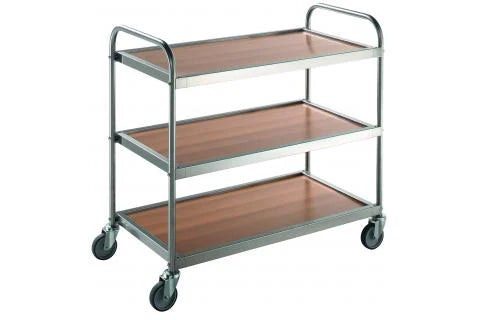 Holzwagen + Inox 3 Etagen 78x52x93 cm
