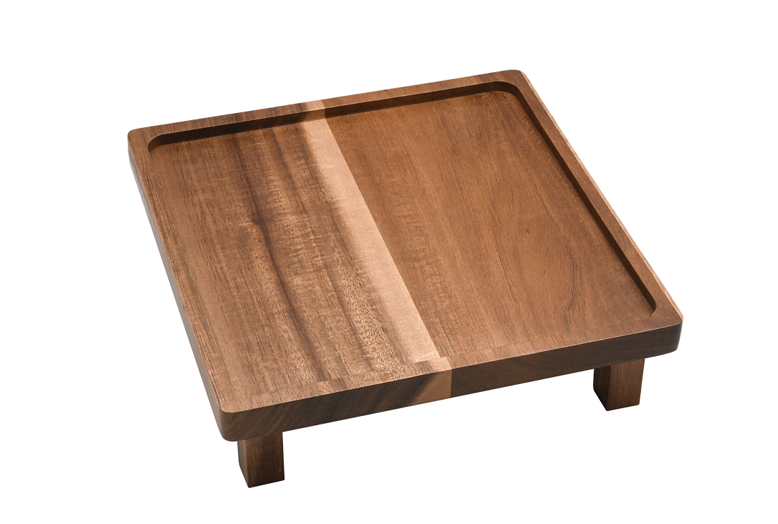 Holztablett für Sushi quadratisch 25x25x7cm