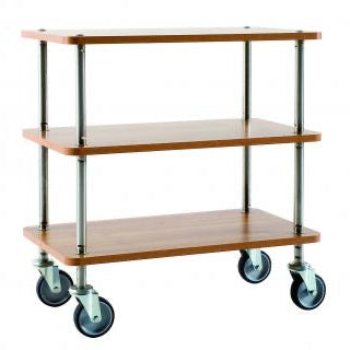 3-tier wooden + stainless steel serving trolley 70x40x76.5cm