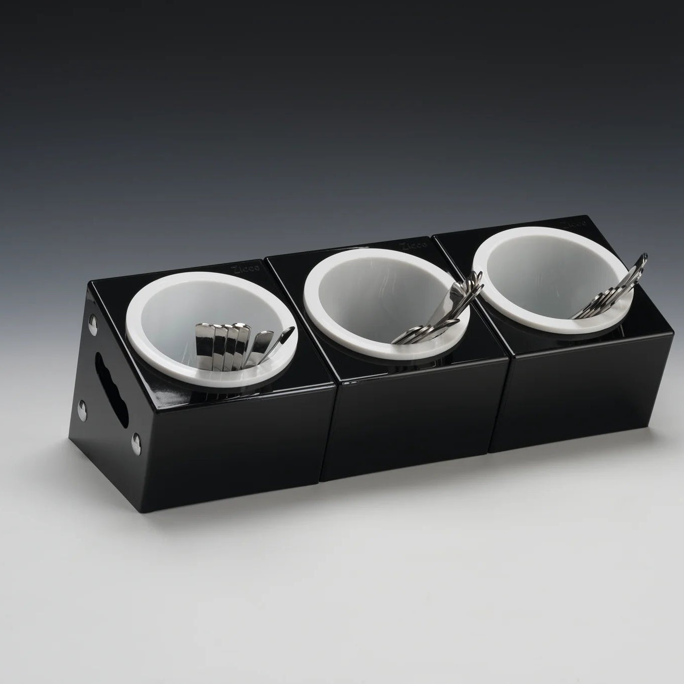 Halter für Geschirr aus Kunststoff + Edelstahl-Tassen x 3 Stück schwarz