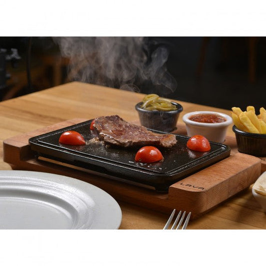 Rectangular plate + wooden holder 22x16cm