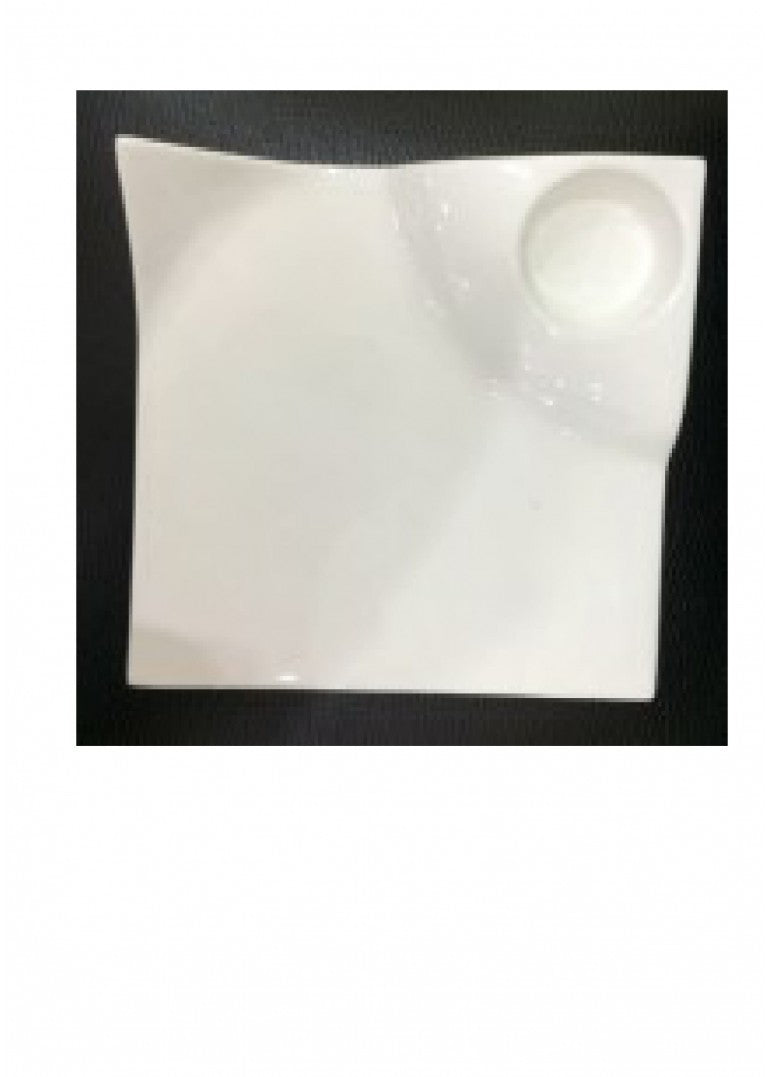 Square plate with sauces bow