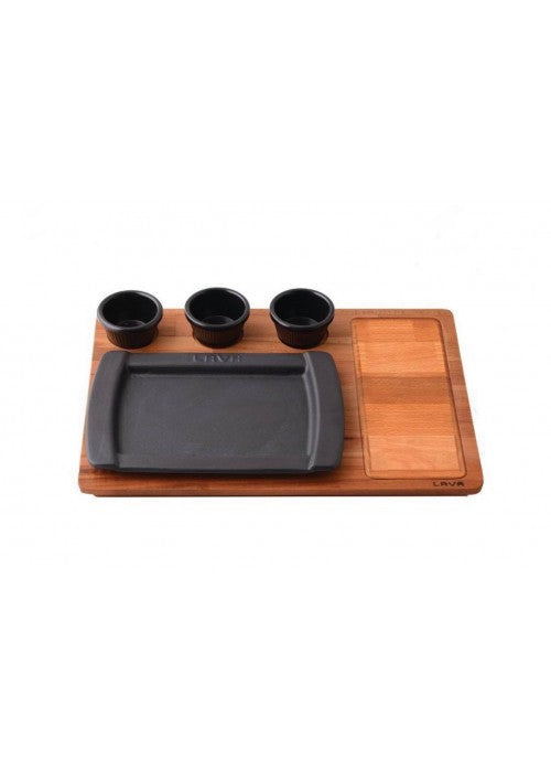 Rechteckige GIZE Pfanne + Holz 17x25cm