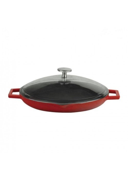 Runde Pfanne 2 Griffe + Glasdeckel 30CM