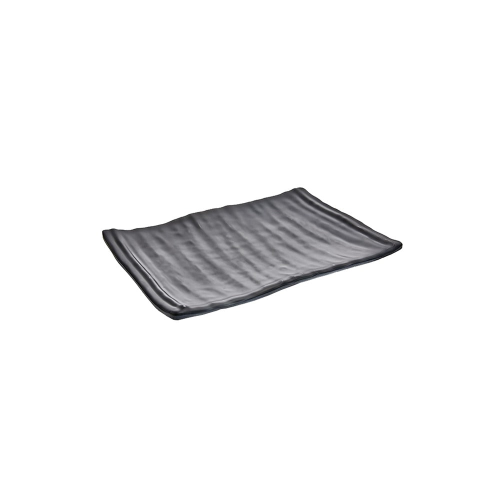 Schwarze rechteckige Melamin Platte 26x16 cm