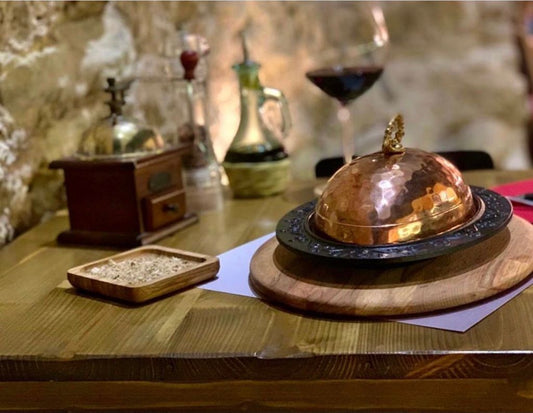 Cast iron serving dish + Wood + Lid 28x20cm 0.45LT