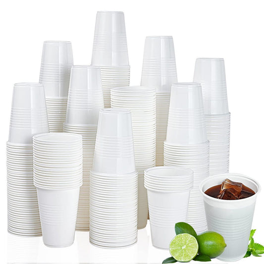 White / Transparent Plastic Cups 180ml X 100 Pieces