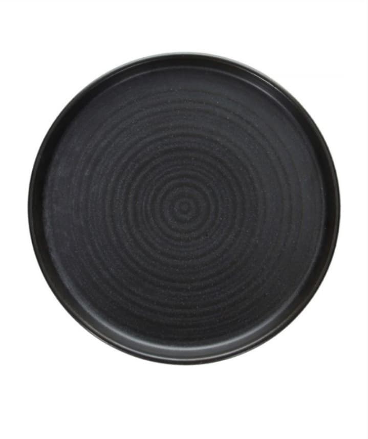 Flache schwarze Platte 25cm PORZELLAN