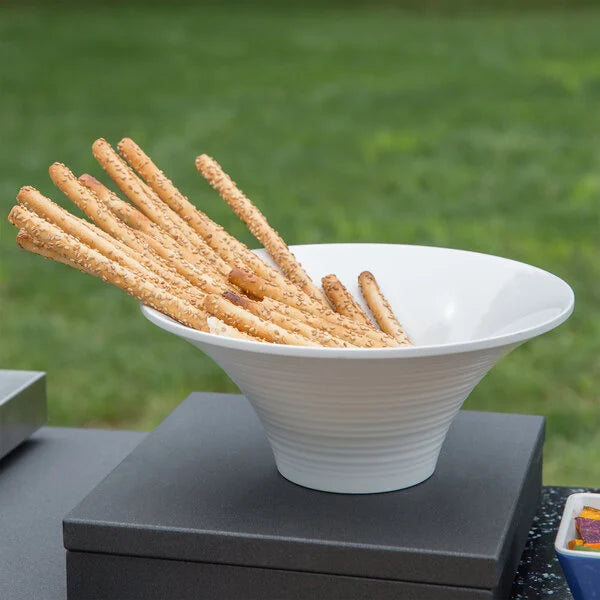 Runde weiße Melamin Schüssel mit Streifen 20 cm