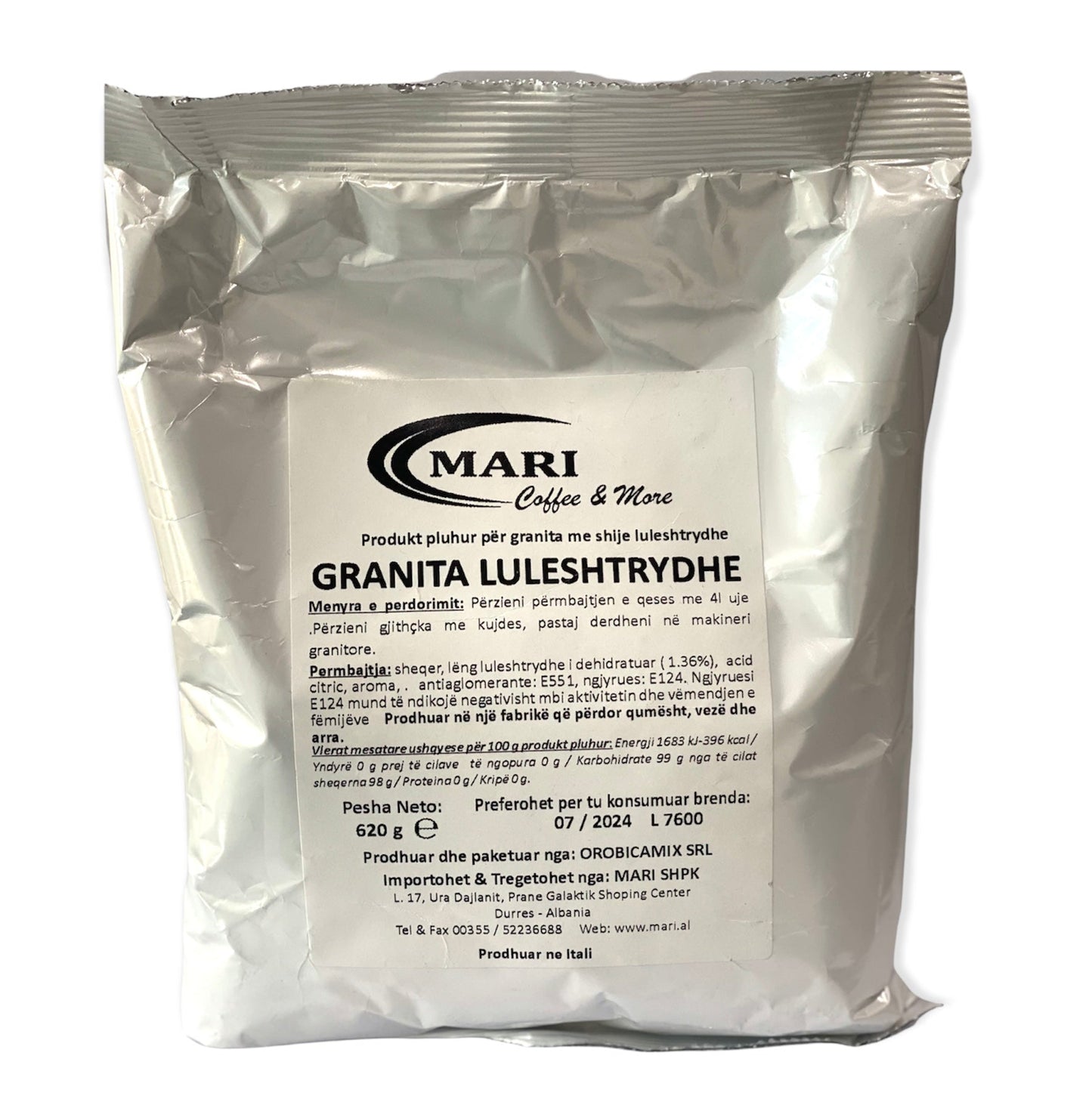 Granita-Pulver 620 gr in verschiedenen Geschmacksrichtungen