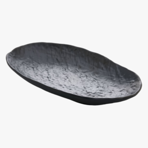 Schwarze ovale Melamin Platte 32x18cm