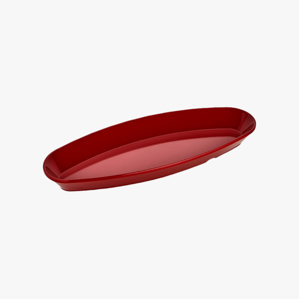 Ovale rote Melaminplatte 19x50 cm H:3,5 cm