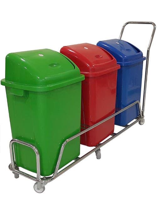 Reinigungswagen Set x 3 Müllbehälter 70 l