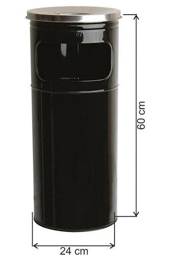 Schwarzer Edelstahl-Aschenbecher 27lt