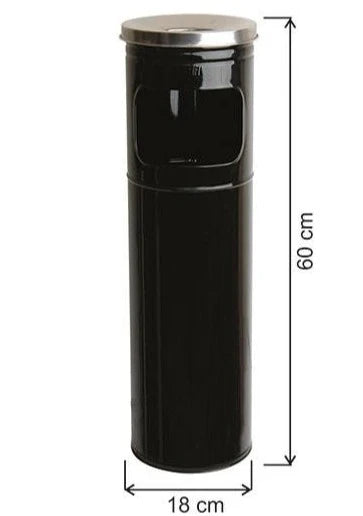 Schwarzer Edelstahl-Aschenbecher 15lt