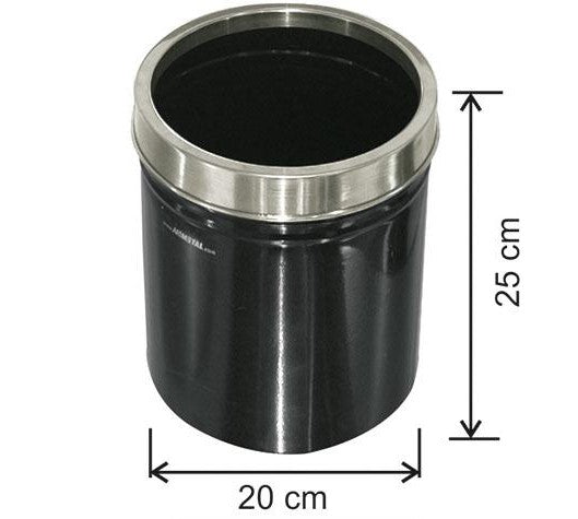 Black Bin 8 Lt Stainless Steel with Ring 20 cm