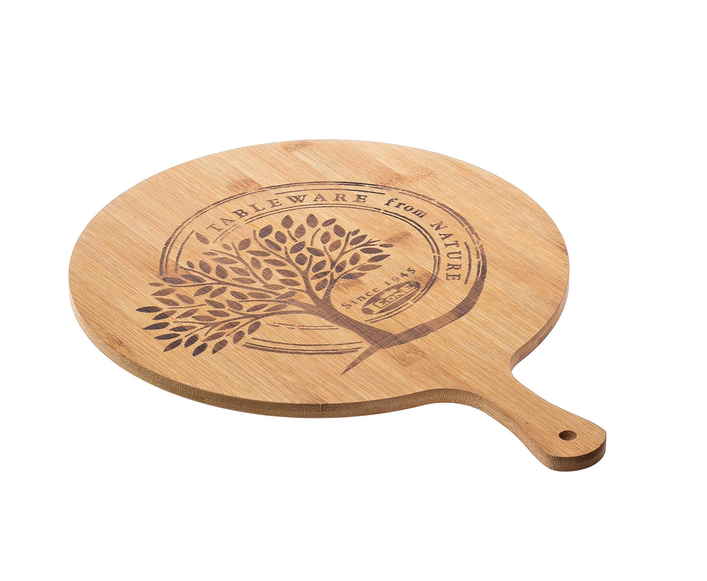 Runde Holzservierplatte + Griff 35x1cm