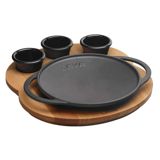 Round dish + wooden holder 20cm 0.37lt