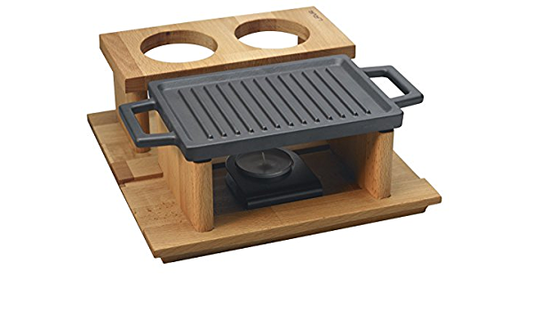 Rectangular dish 22x15cm 2 handles+wooden holder