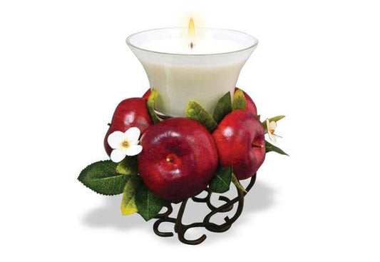 Candele profumate, mela rossa al centro