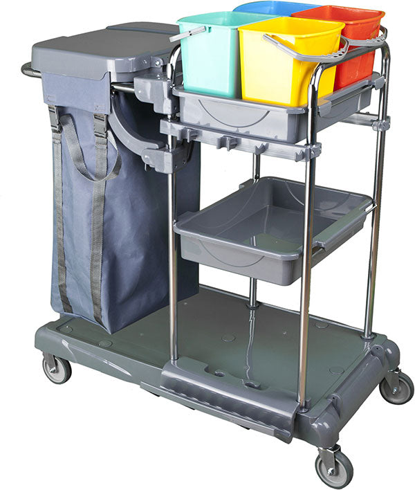 Reinigungswagen mit 4 Eimer 5 l + 1 Sack