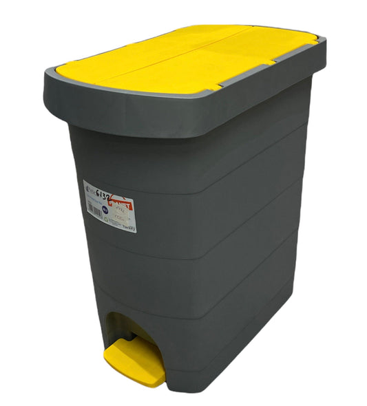 Grey pedal bin with coloured lid 20LT.