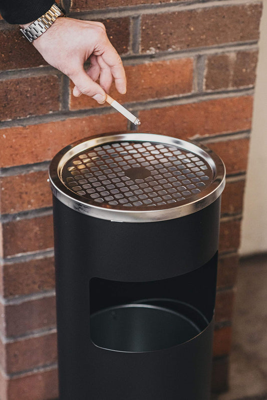 Black cigarette bin