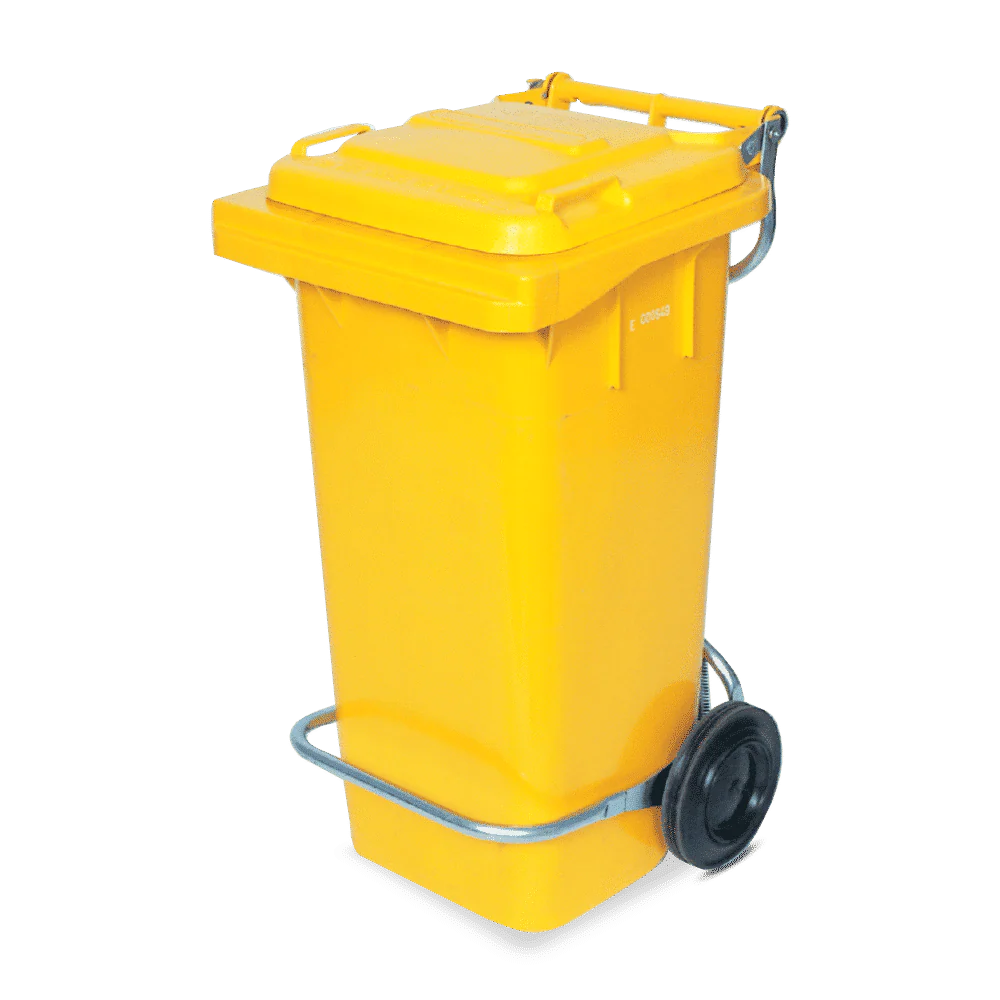 Abfallbehälter mit Pedal blau/grün/gelb 120LT