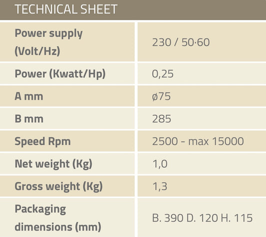 Mikser 250VV +Rrahese+Perzieres 25cm  0.25kW 230V/50Hz