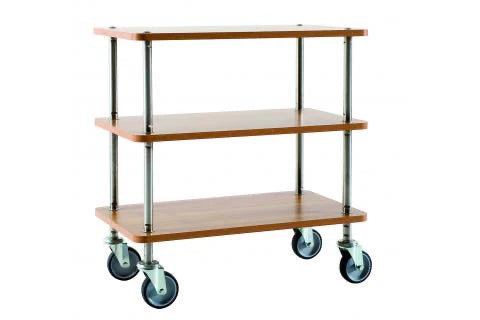 Carrello di servizio legno + inox 3 piani 70x40x76.5Cm