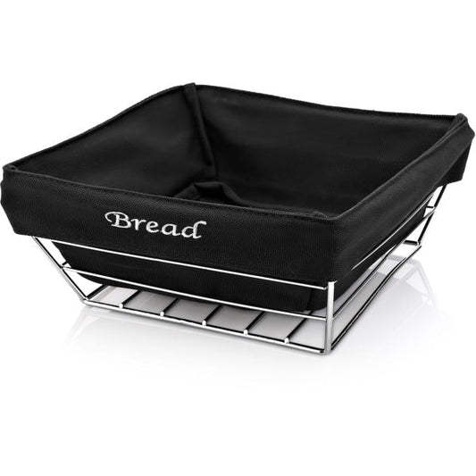 Portapane Nero Quadrato Inox+ Panno