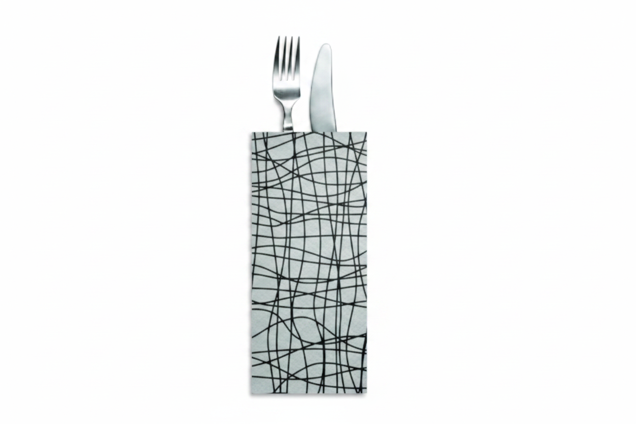 RCTT Zarf Letre për Servis Ushqimi 25 × 10 cm – 125 copë GRIGIO-NERO RF-0336