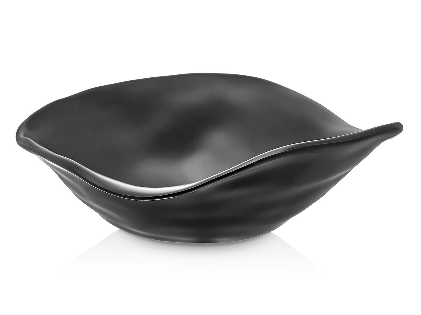 Weiß/schwarze Melamin-Schale 28.5x24.5cm