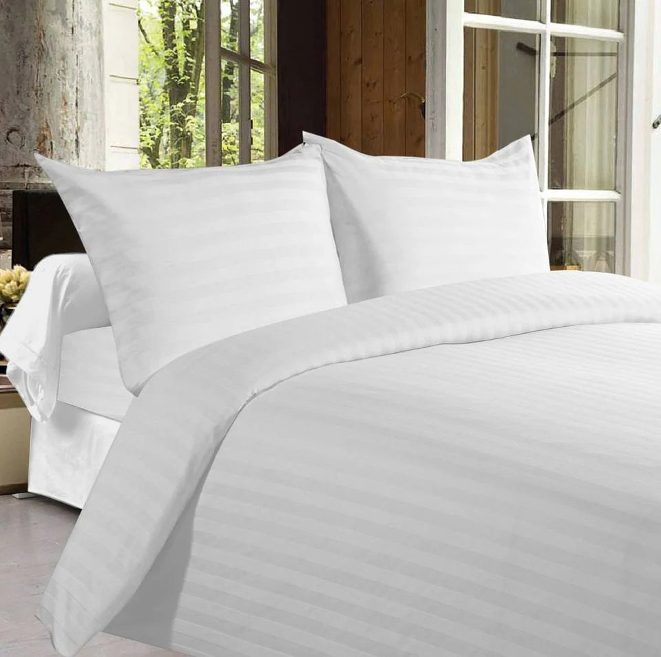 Set Einzelbettlaken Weiß mit Streifen 180cm für Hotel