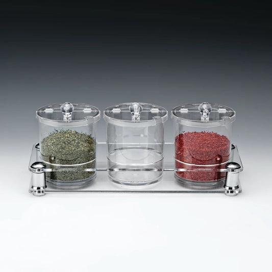 Holder with 3 containers with lid 0.75Lt 37X14X14cm