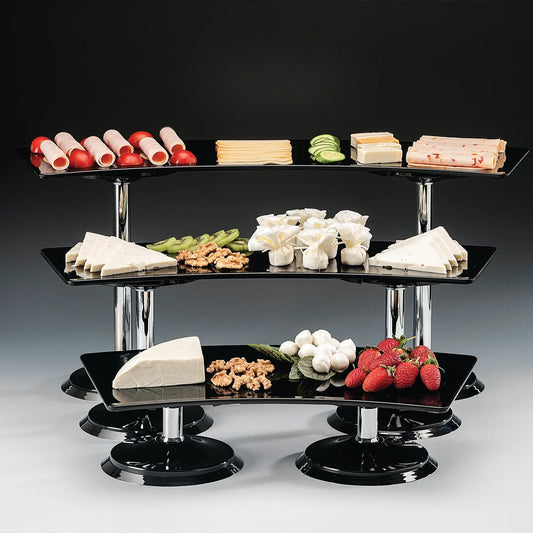 3-tier display with black melamine trays