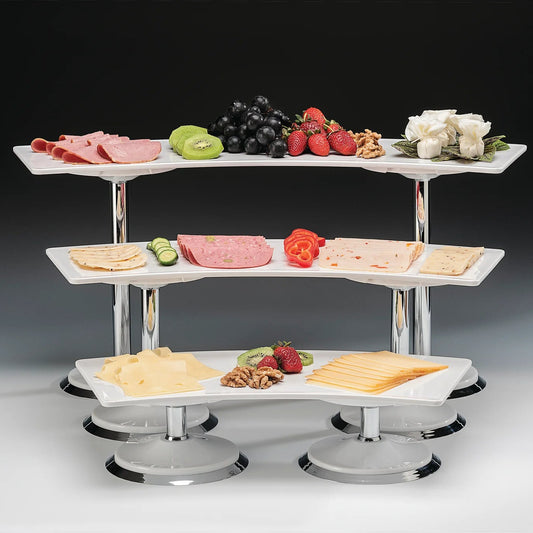 3-tier display stand with white melamine trays