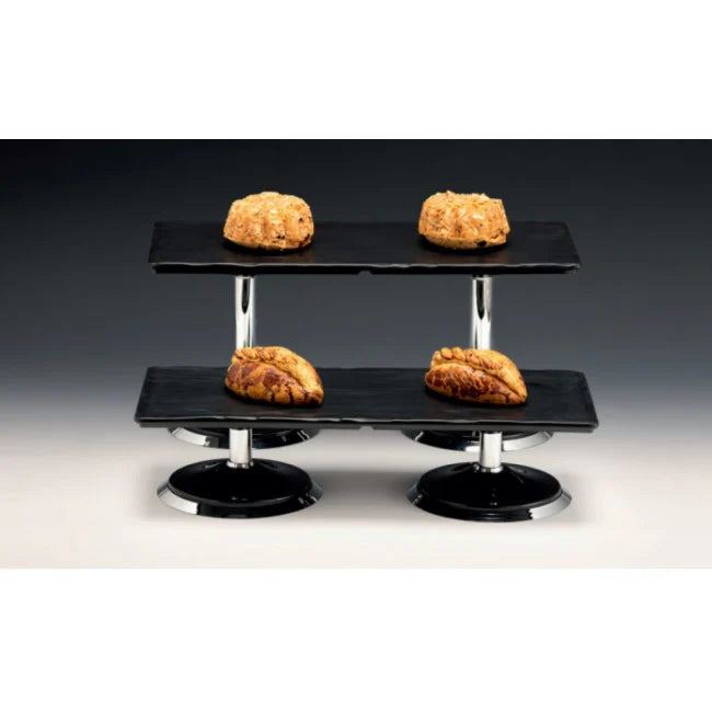 Aussteller 2 Etagen mit schwarzen Melamin-Tabletts 65X19 H:21cm