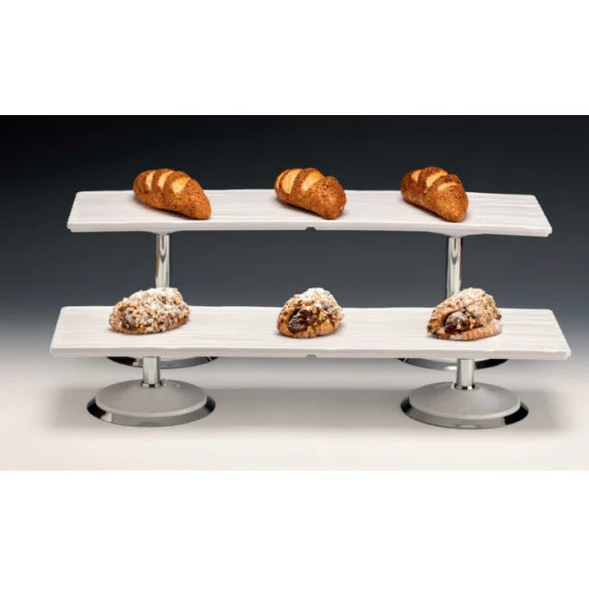 Aussteller 2 Etagen mit weißen Melamin-Tabletts 65X19 H:21cm