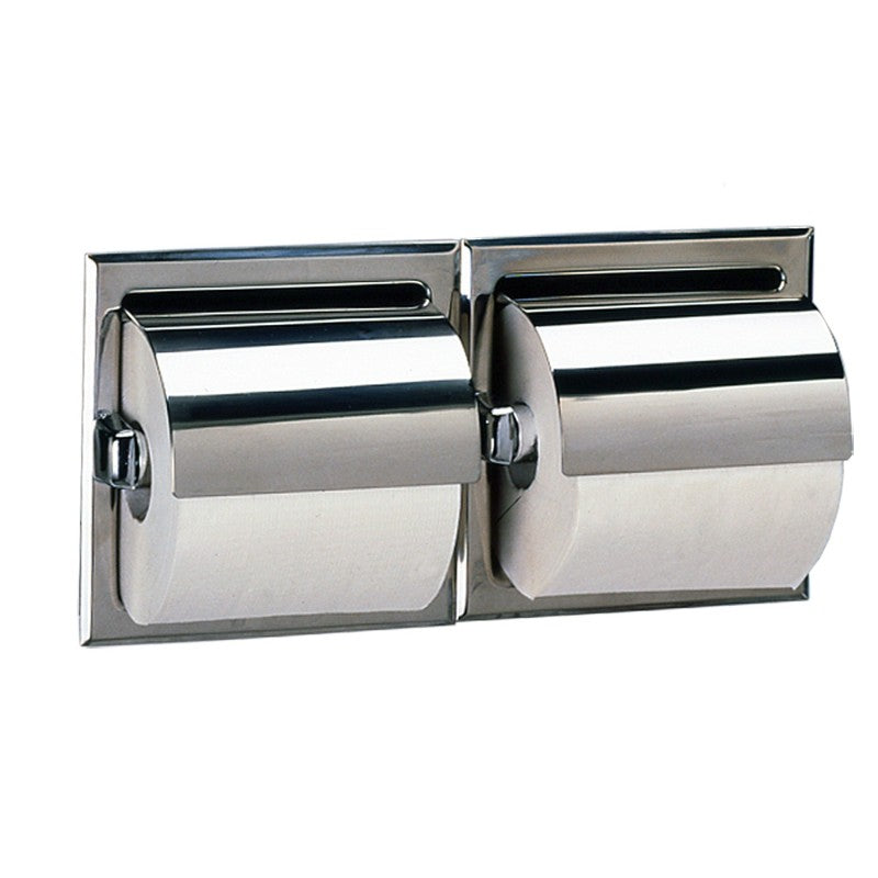 Double metallic toilet paper holder