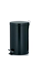 Schwarzer Inox-Abfallbehälter mit Pedal 30 Lt