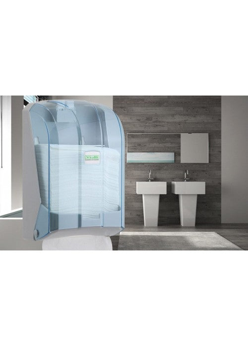 Dispenser per carta igienica con fili trasparenti