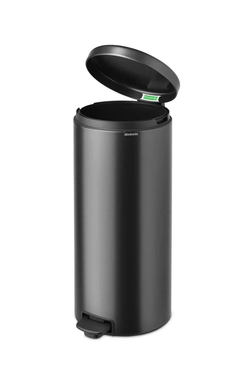 Schwarzer Inox-Abfallbehälter mit Pedal 40 LT