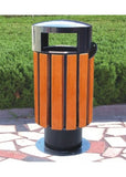 Round wooden cigarette bin for outdoor use